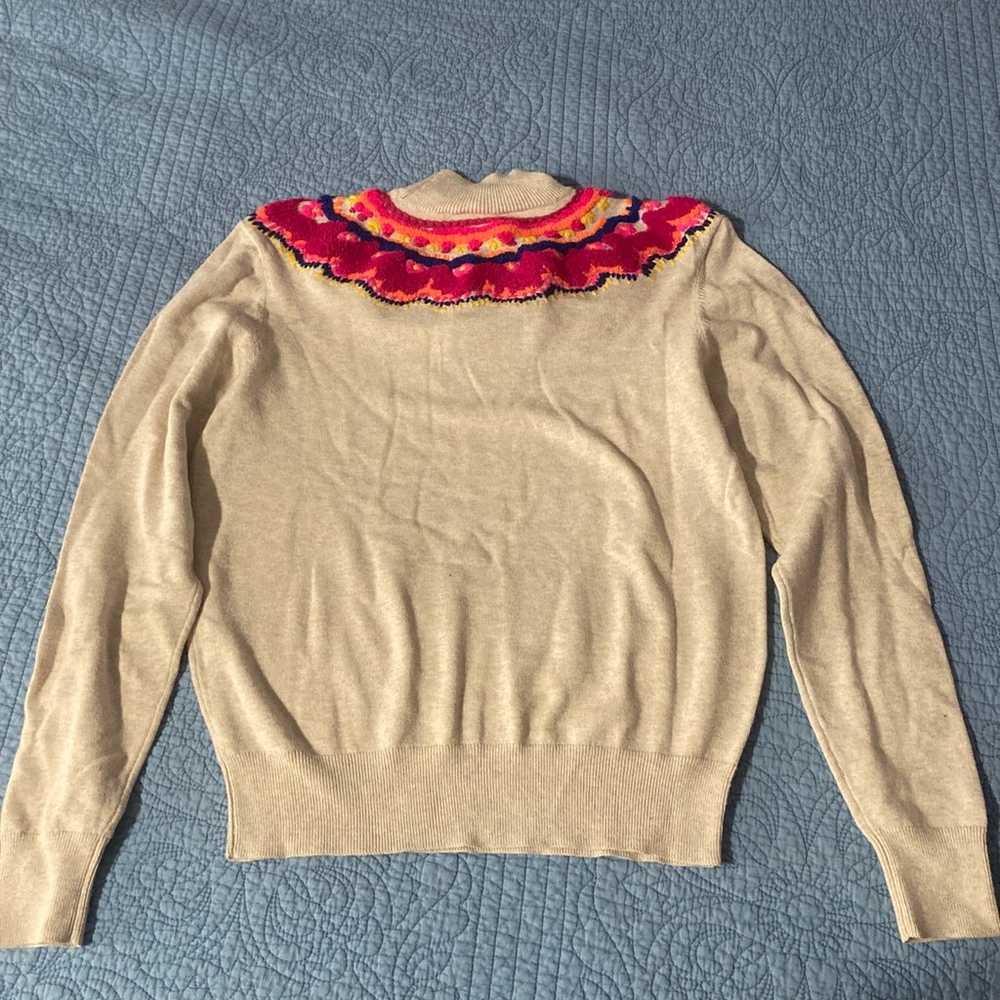 Cabi Winsome Pullover #4416 Ivory red pink orange… - image 3