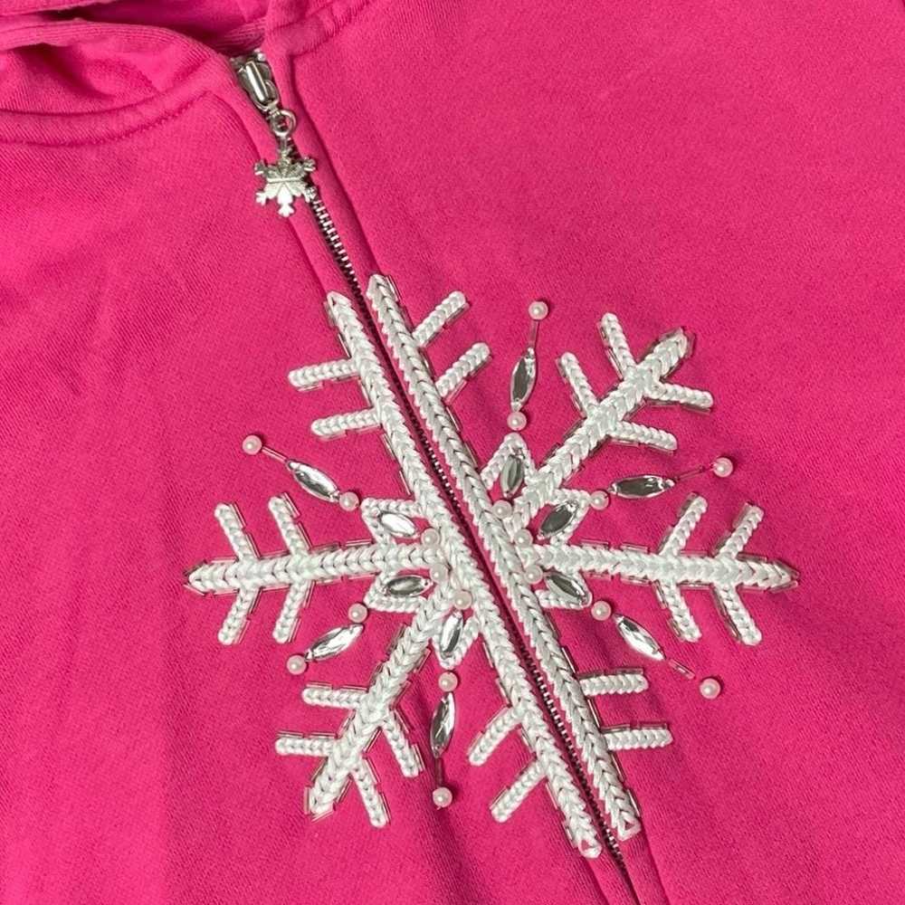 Vintage 90s Hot Pink Snowflake Zip Up Hoodie Quac… - image 3