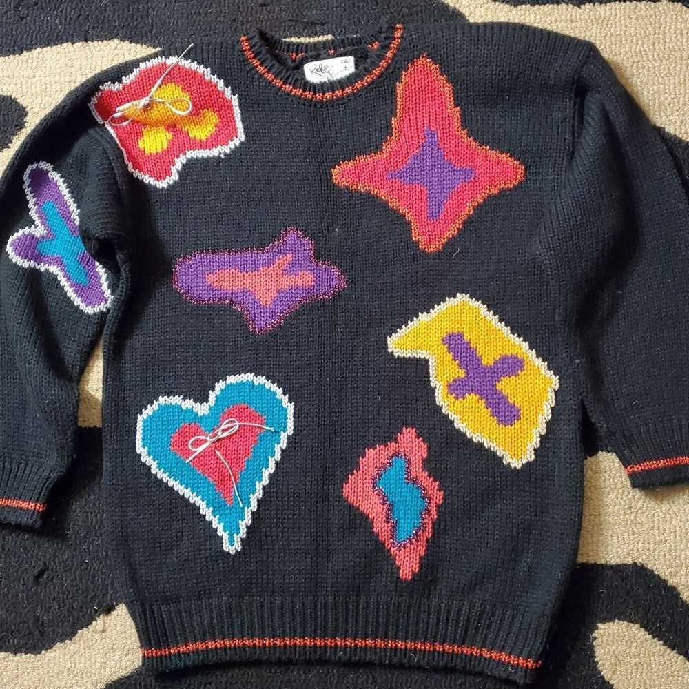 Vintage 80s 90s Funky Abstract Geometric Sweater - image 1