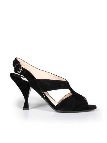 Prada Black Suede Cross Strap Sandals