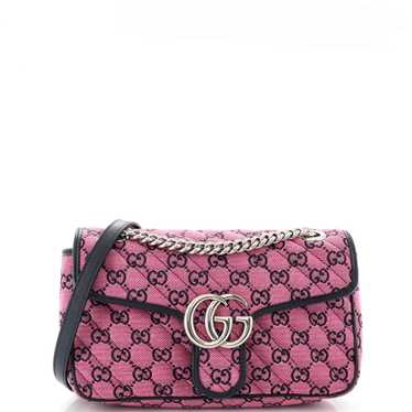 GUCCI GG Marmont Flap Bag Diagonal Quilted GG Canv