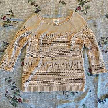 Vintage crochet open knit jumper sweater - image 1