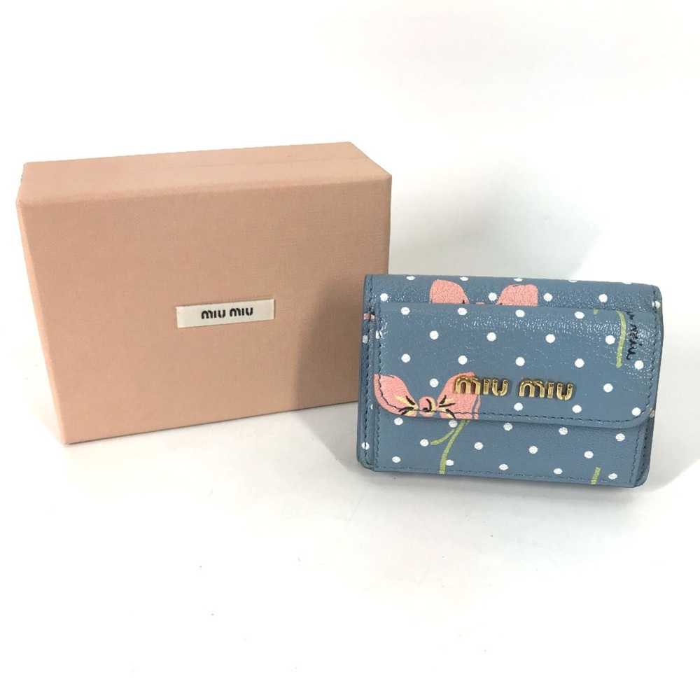 Miu Miu Miu Miu Logo flower Trifold Wallet Polka … - image 2