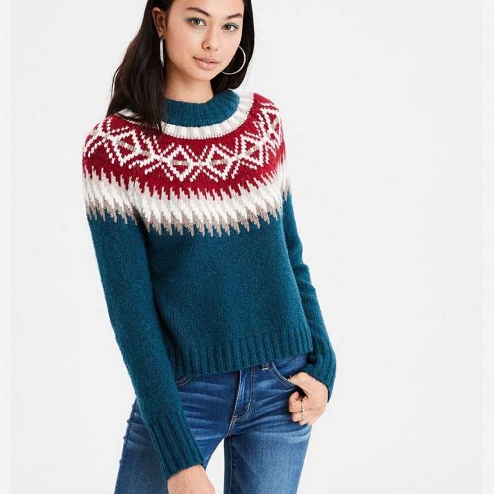 American Eagle Knit Pull Over Fair Isle Sweater W… - image 9