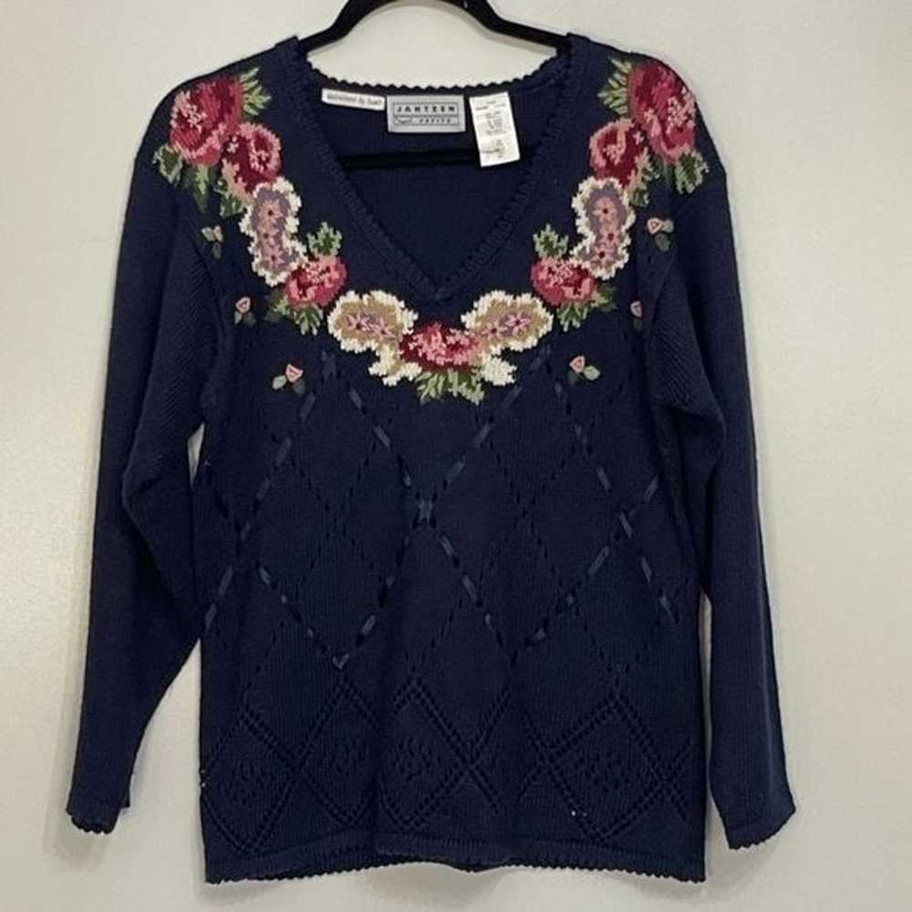 Vintage 80s's Jantzen Classics Floral Hand Embroi… - image 9