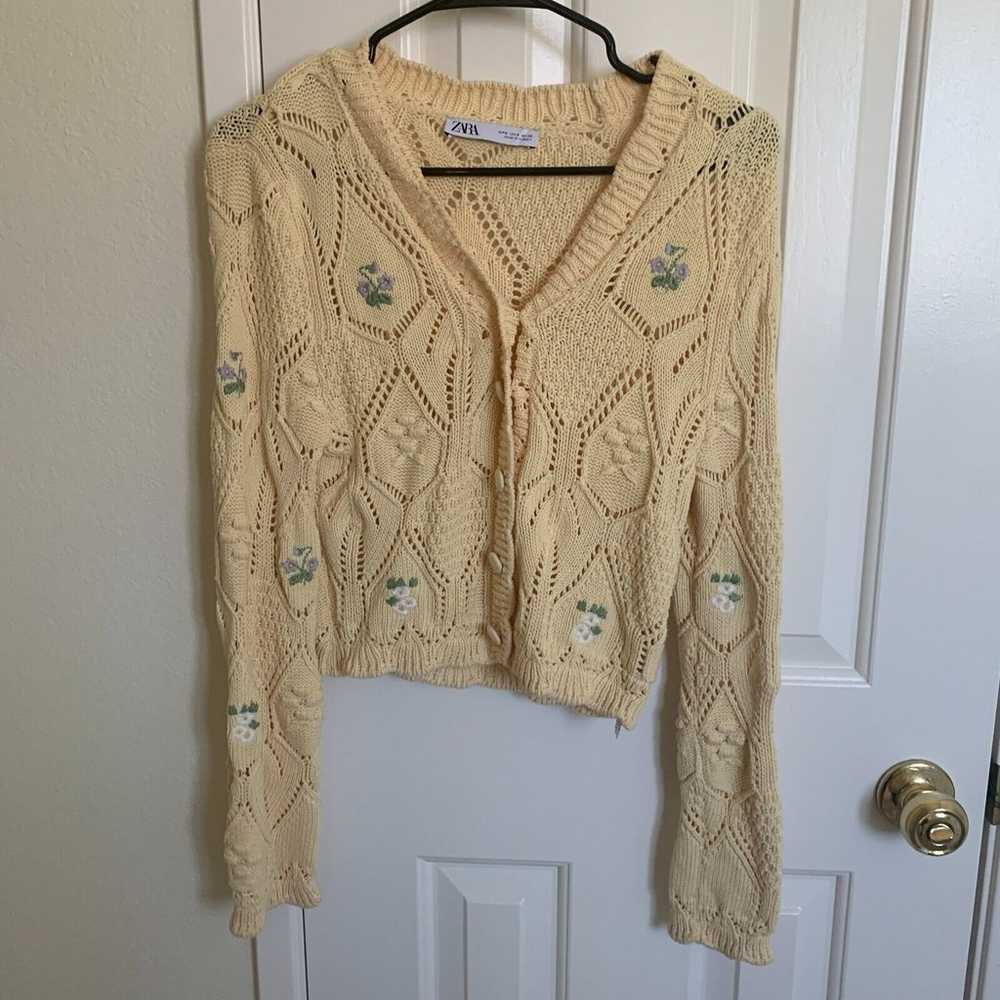 ZARA Women Floral Sweater Knit Cardigan 3991/012,… - image 1