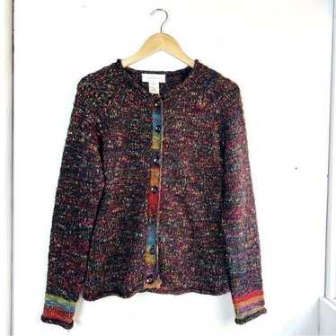 Susan Bristol Multicolored Rainbow Button Cardigan