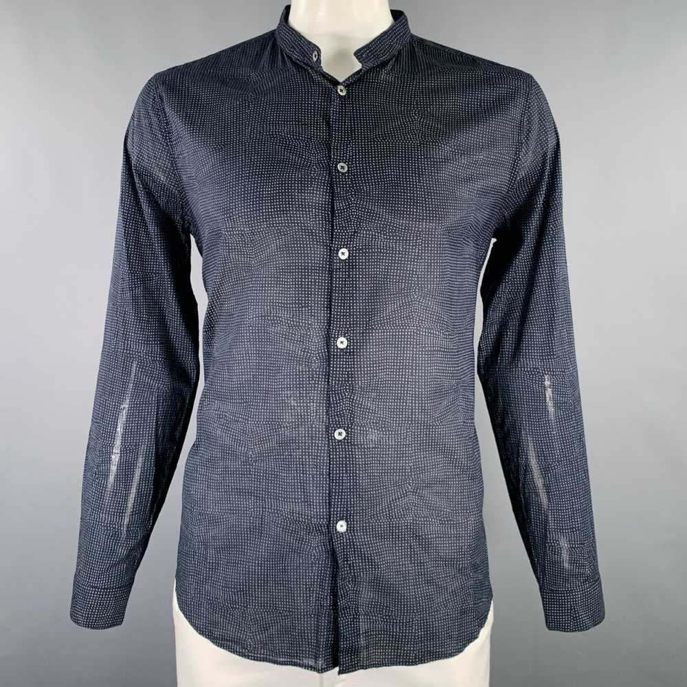 John Varvatos Navy Grey Cross Cotton Collarless L… - image 1