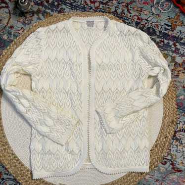 Vintage Crochet Vienna Mesh Lace Open Cardigan Swe