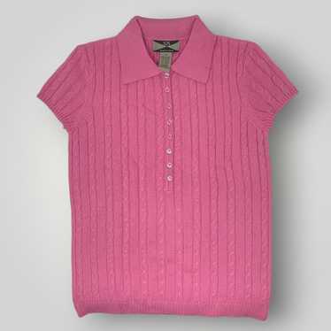 Vintage y2k Cable Knit Polo Short Sleeve Sweater … - image 1