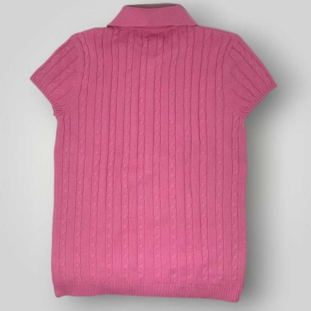 Vintage y2k Cable Knit Polo Short Sleeve Sweater … - image 2