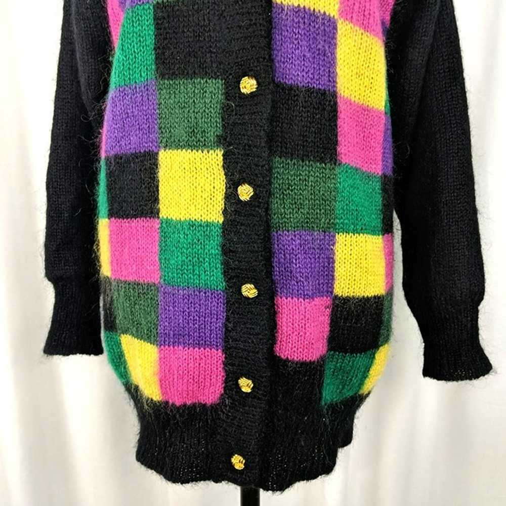 Vintage Womens Cardigan Small Black Color Block K… - image 4