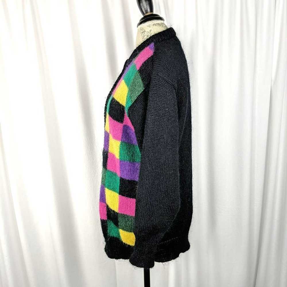 Vintage Womens Cardigan Small Black Color Block K… - image 5