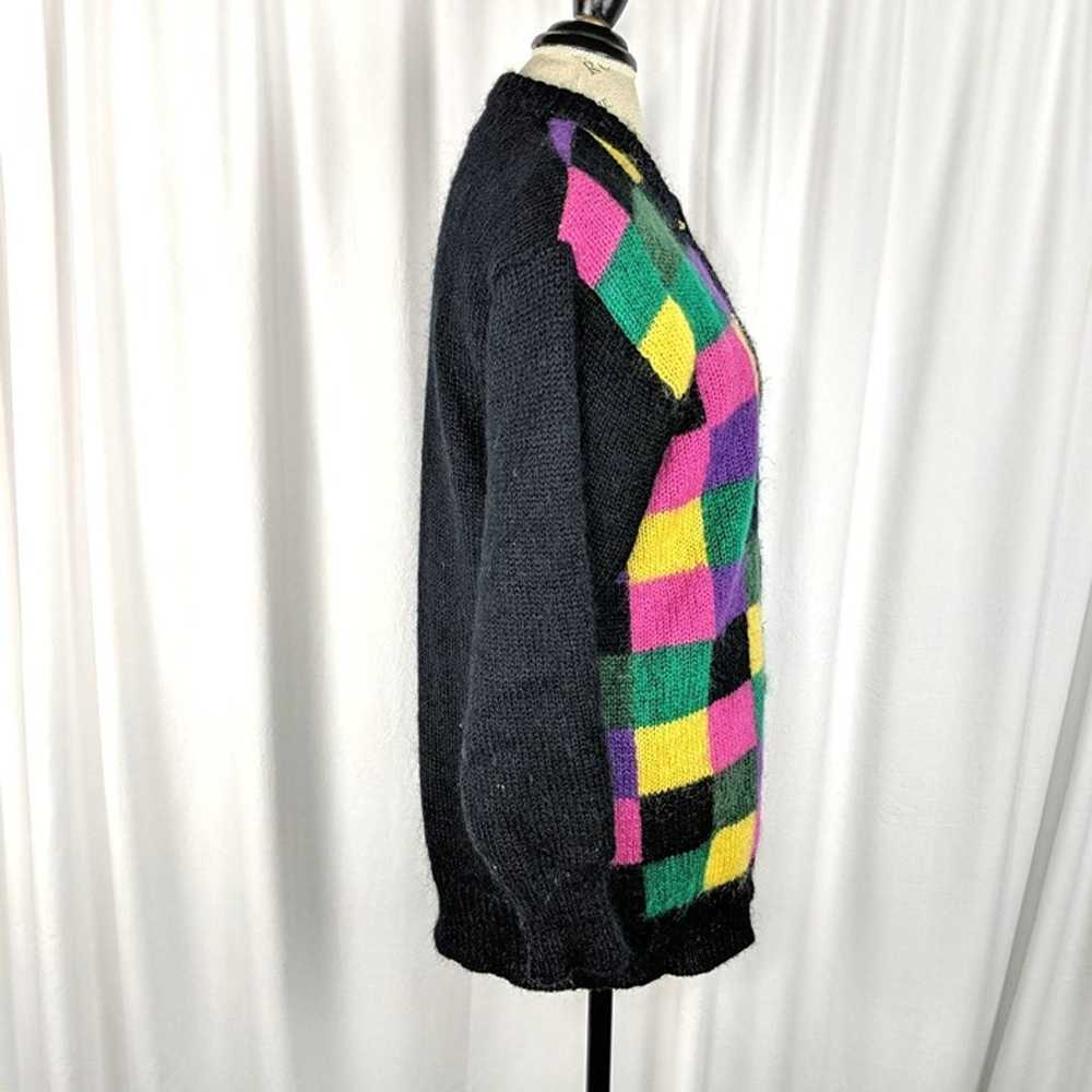 Vintage Womens Cardigan Small Black Color Block K… - image 7