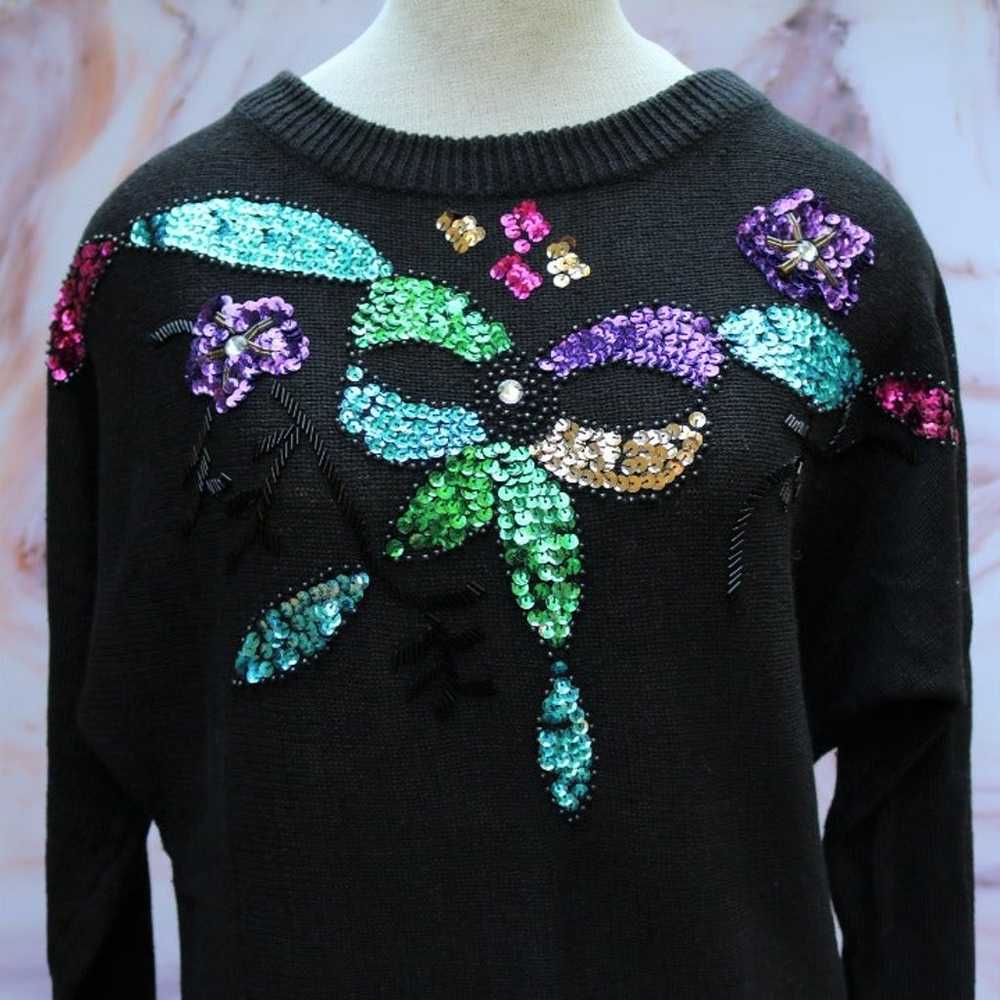 Vtg Adrianna Papell Sequin Sweater Sz S - image 3