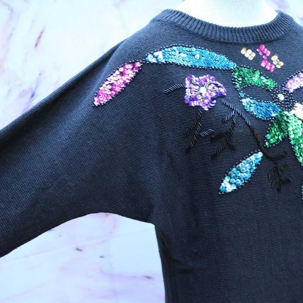 Vtg Adrianna Papell Sequin Sweater Sz S - image 4