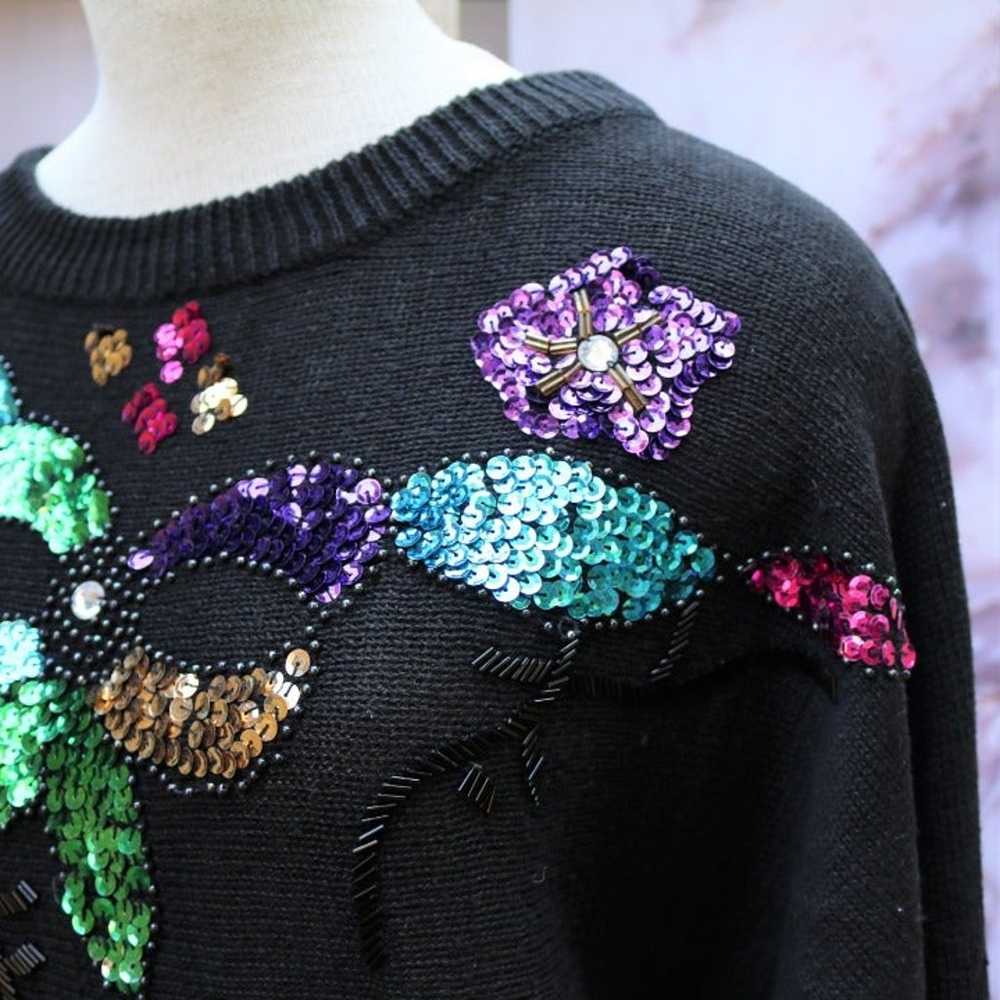 Vtg Adrianna Papell Sequin Sweater Sz S - image 6