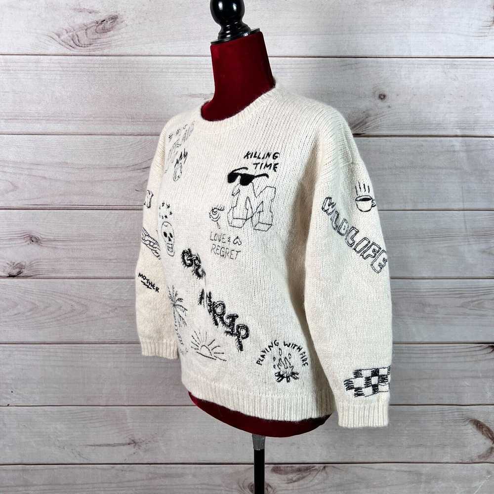 Mother Sweater Crewneck Embroidered Baby Alpaca W… - image 4