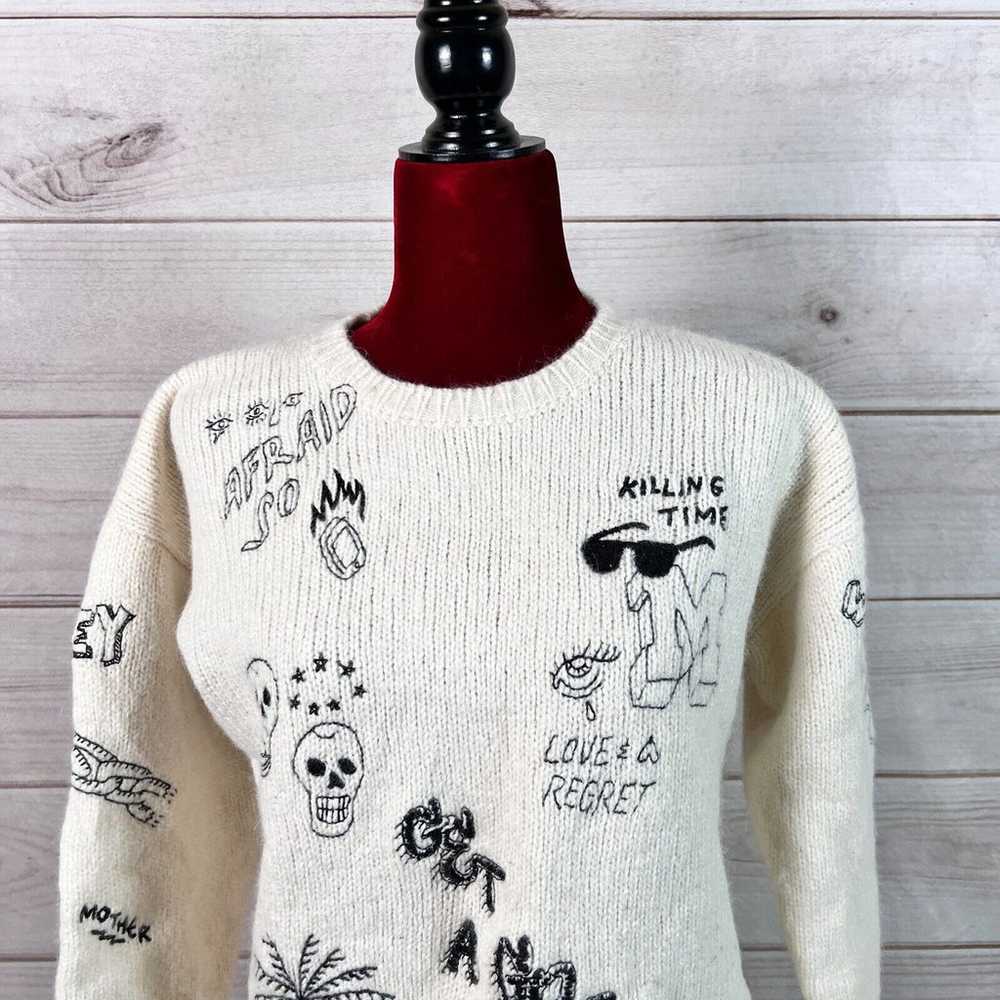 Mother Sweater Crewneck Embroidered Baby Alpaca W… - image 5