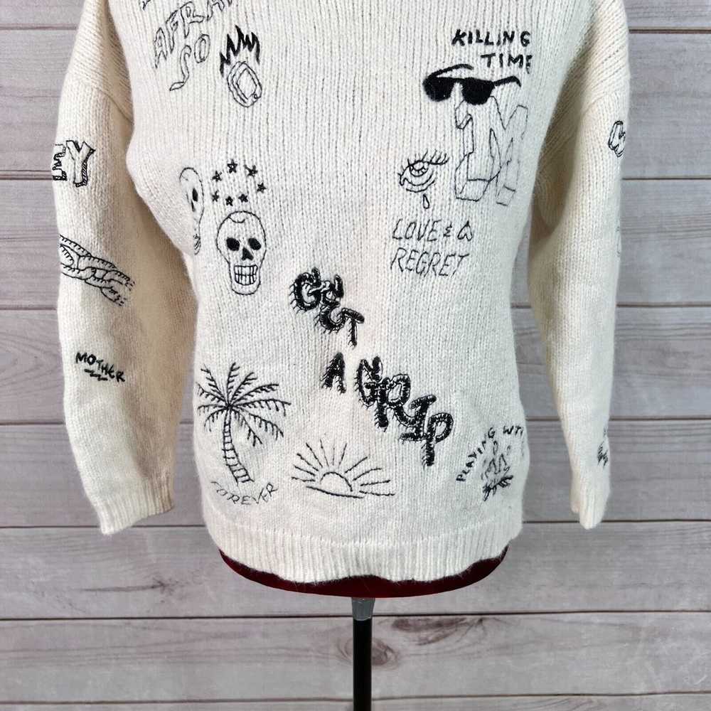 Mother Sweater Crewneck Embroidered Baby Alpaca W… - image 6