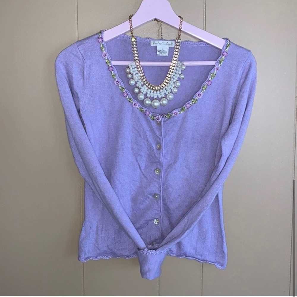 Vintage Y2K Betsey Johnson lavender cashmere card… - image 2