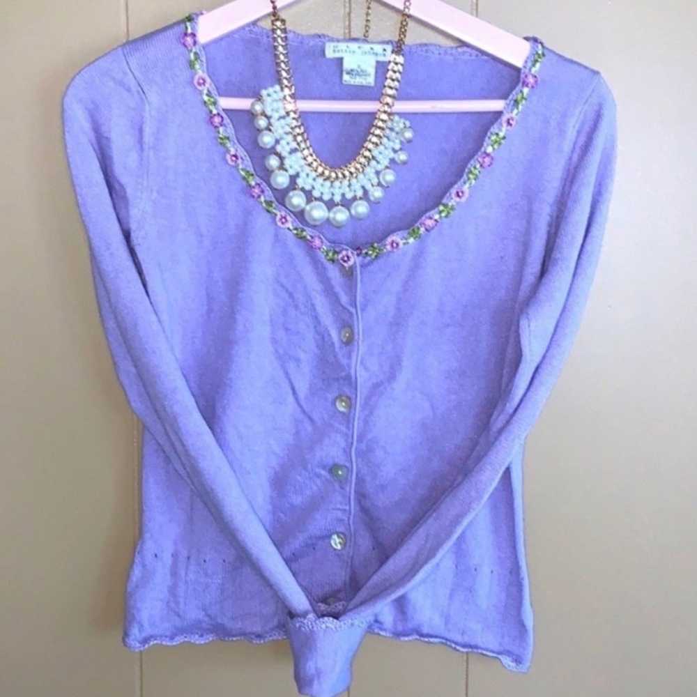 Vintage Y2K Betsey Johnson lavender cashmere card… - image 9