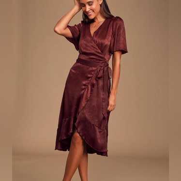 Lulus Lulus l Wrapped Up In Love Burgundy Satin Fa