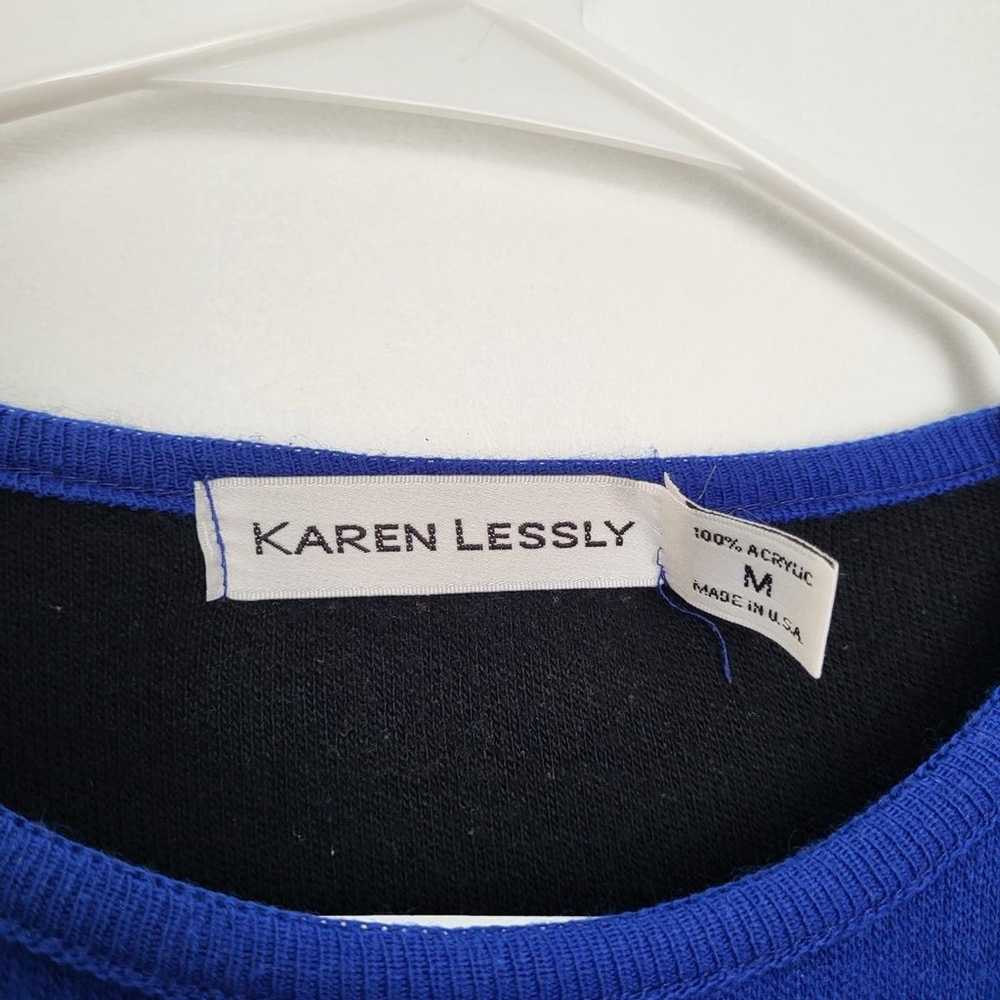 KAREN LESSLY blue/white/black color block sweater… - image 4