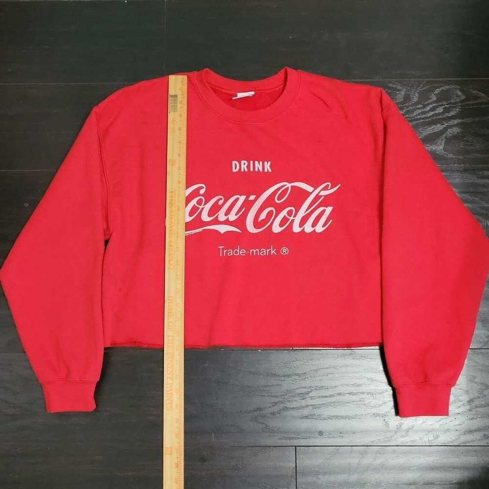 Coca Cola Sweatshirt Womens M Red Cropped Oversiz… - image 3