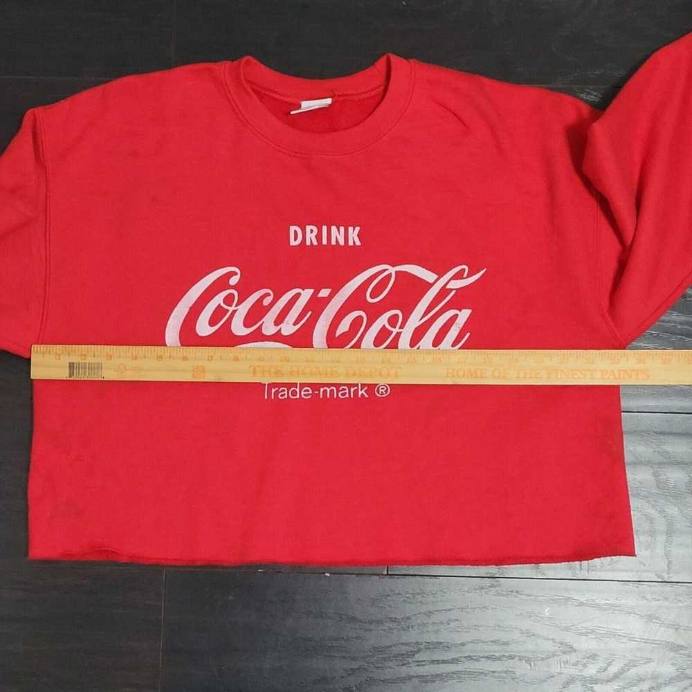 Coca Cola Sweatshirt Womens M Red Cropped Oversiz… - image 4