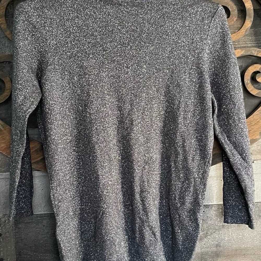 Worthington M Sweater Grey Silver Metallic 3/4 Sl… - image 10