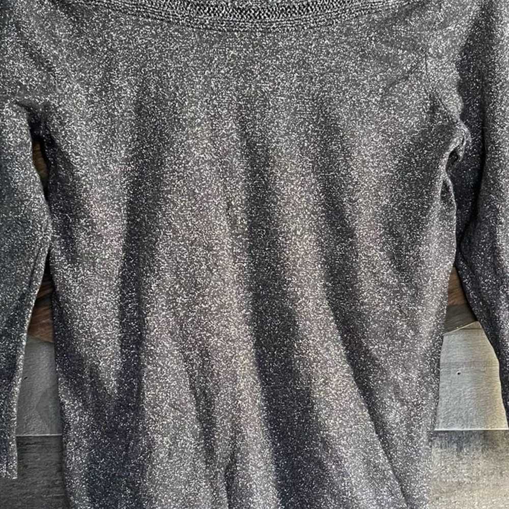 Worthington M Sweater Grey Silver Metallic 3/4 Sl… - image 9