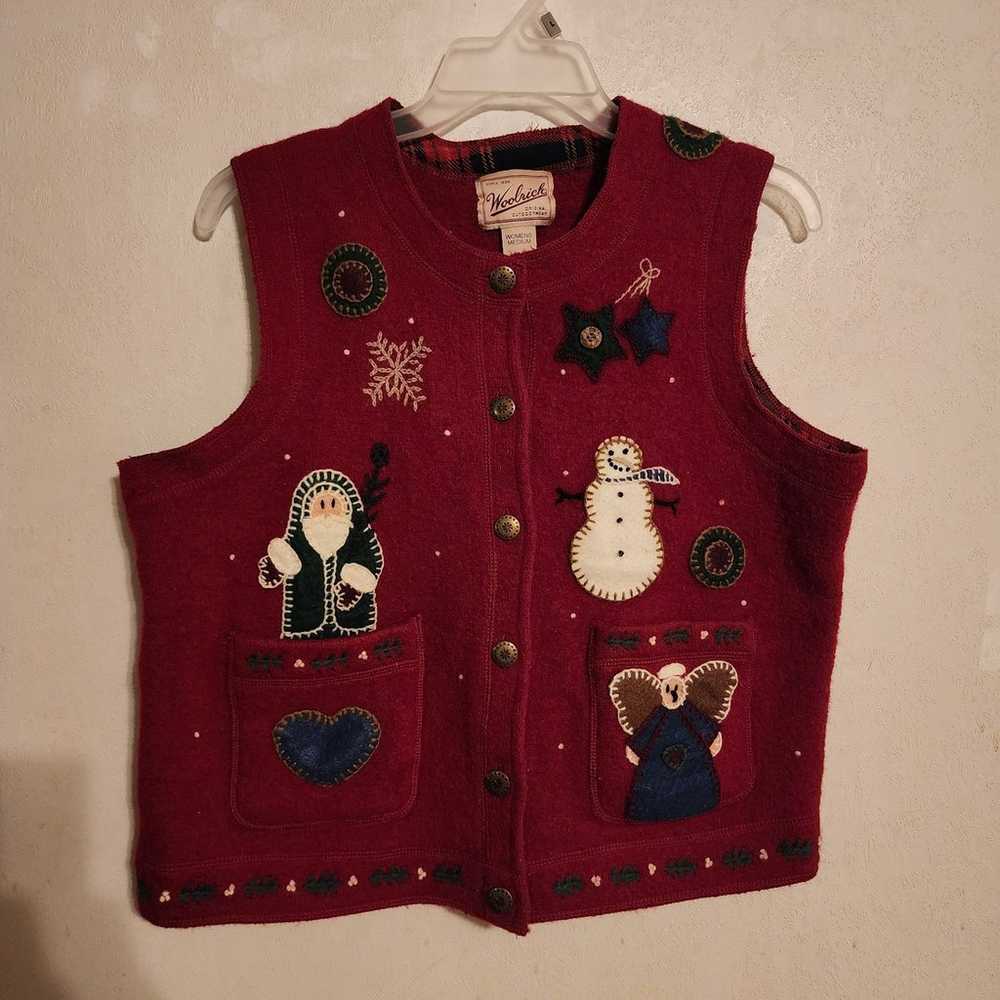 Woolrich 100% Wool Christmas Holiday Vest Vintage… - image 1