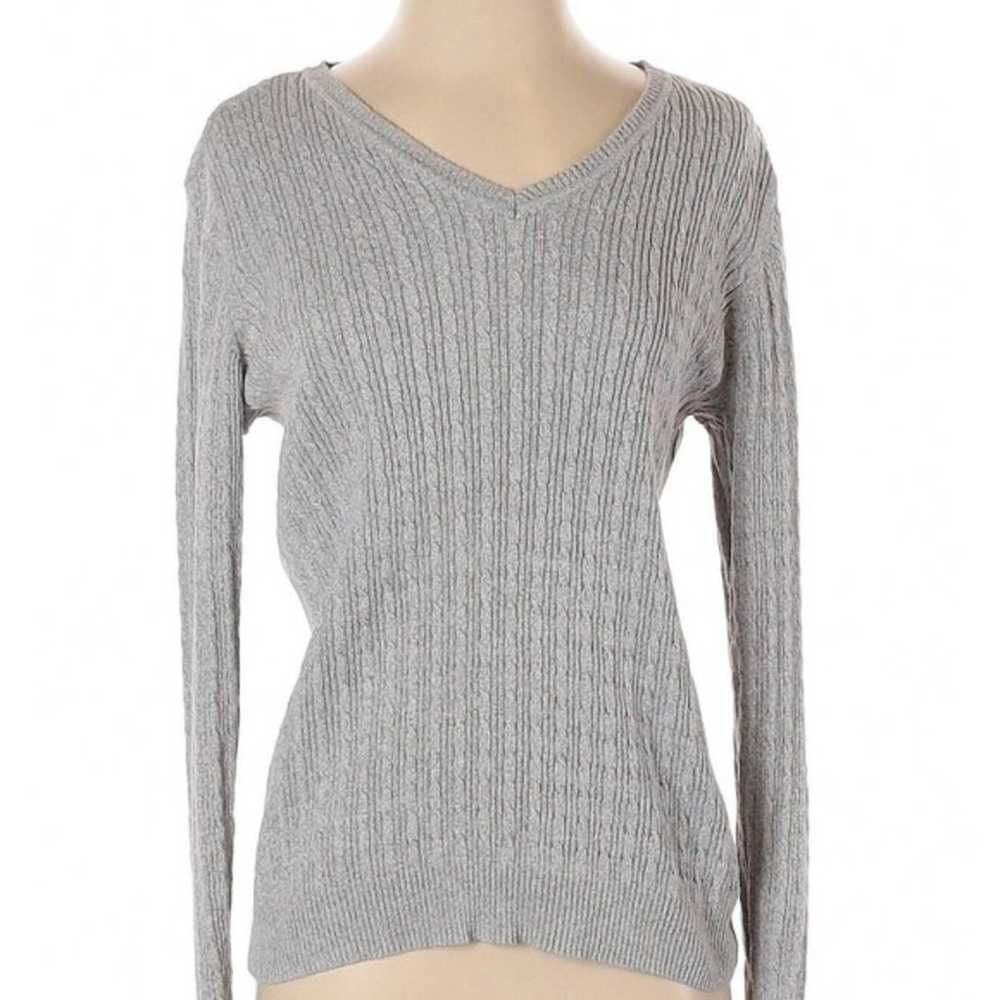 Karen Scott | medium gray cable knit sweater - image 1