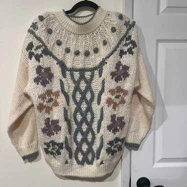 Vintage Hasting & Smith Embroidered Cable Knit Sw… - image 1