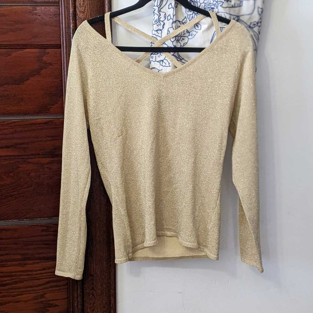 Vintage y2k gantos strappy gold metallic sweater - image 1