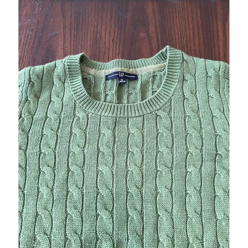 Gap Green Cable Knit Angora Blend Crew Neck Sweat… - image 2