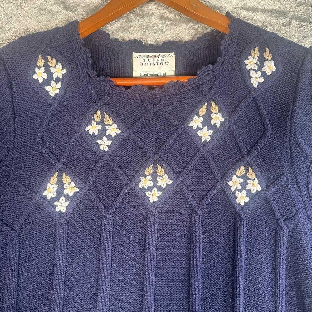 Susan Bristol Vintage Embroidered Sweater Womens - image 2