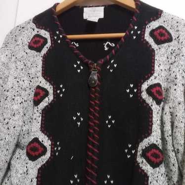 Vtg Hand Embroidered Zip Sweater - image 1