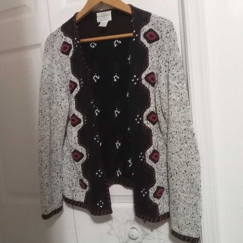 Vtg Hand Embroidered Zip Sweater - image 4