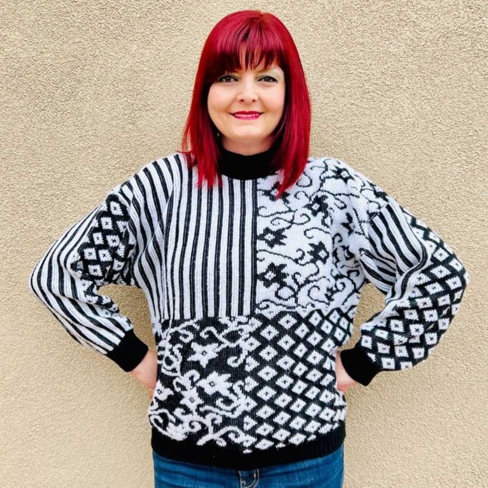 Vintage 1980s-1990s Multi Pattern Sweater - image 1