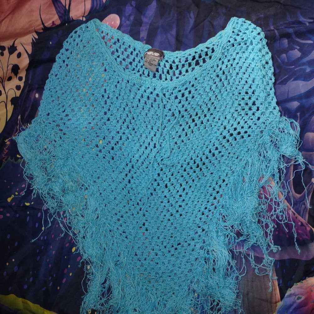 Vintage Y2K Blue poncho - image 1