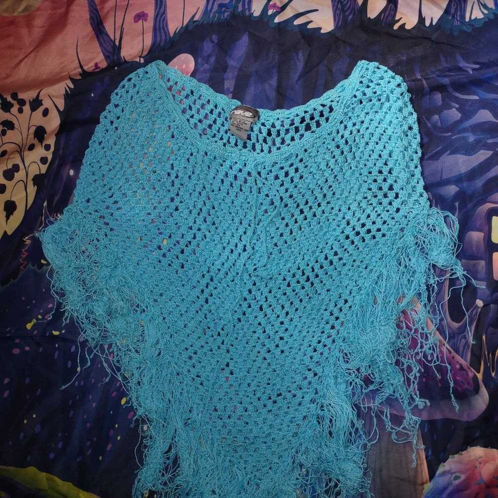 Vintage Y2K Blue poncho - image 5