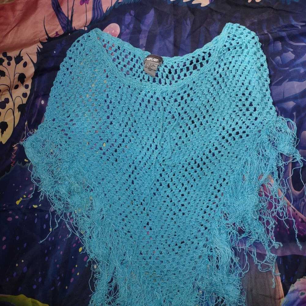 Vintage Y2K Blue poncho - image 7