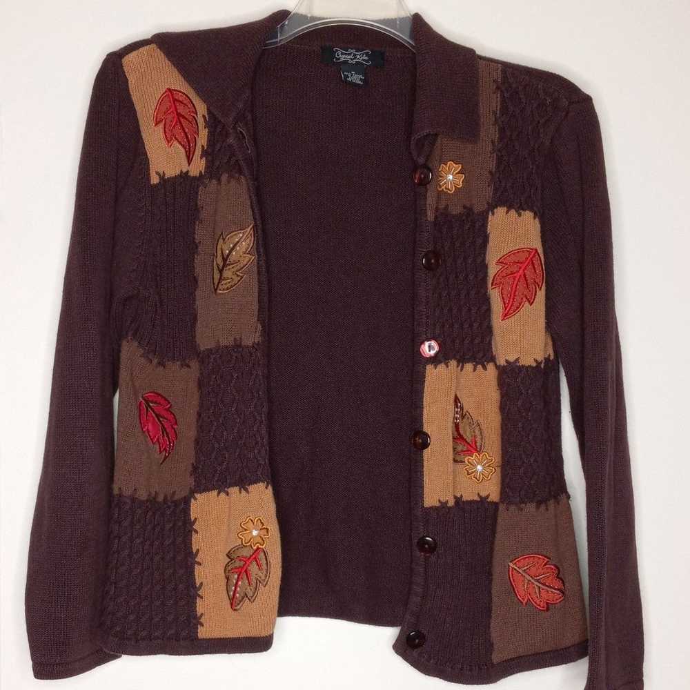 Crystal Kobe M vintage fall patch pattern brown c… - image 1