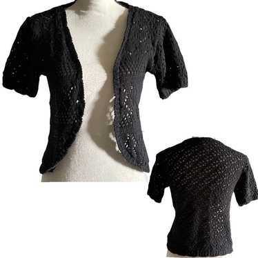 Vintage Boho Crochet Cardigan Sweater - image 1