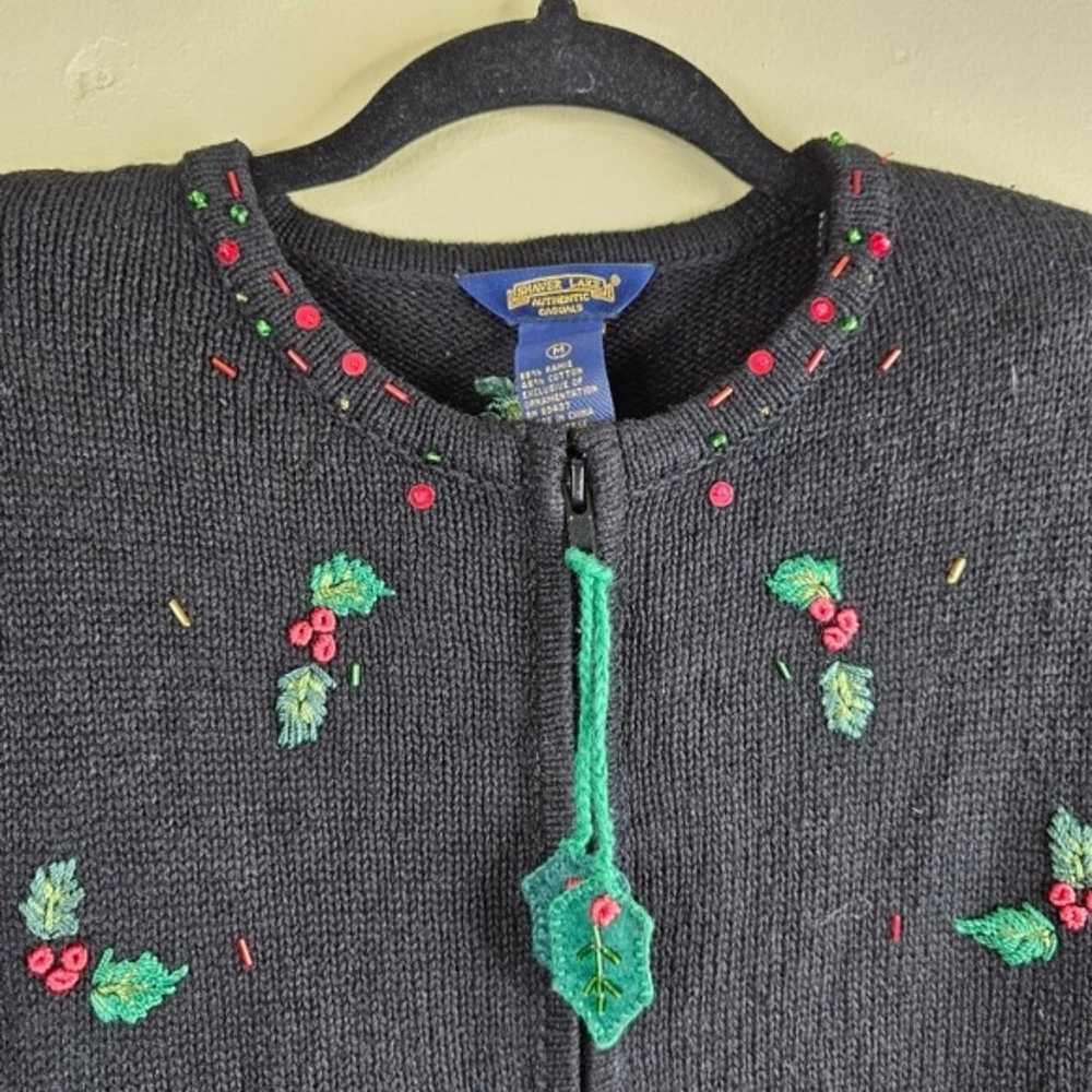 Shaver lake vintage black knitted Christmas cardi… - image 2