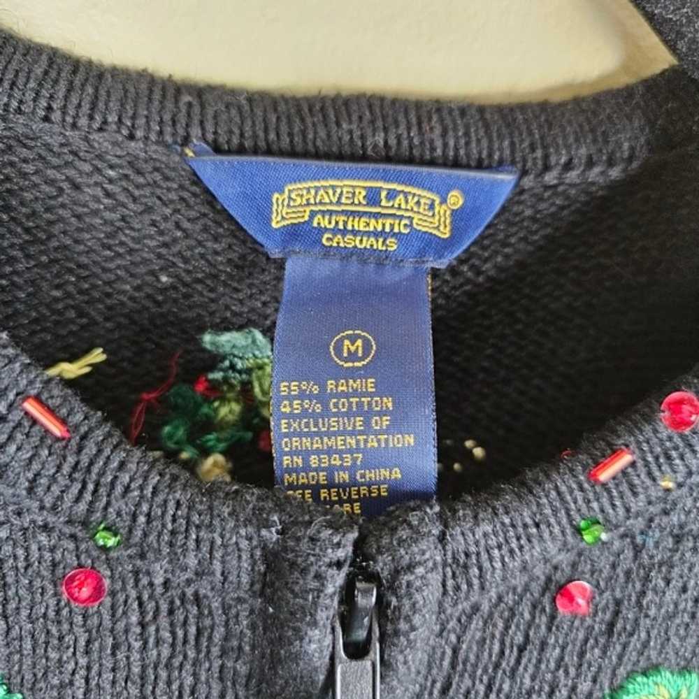 Shaver lake vintage black knitted Christmas cardi… - image 7