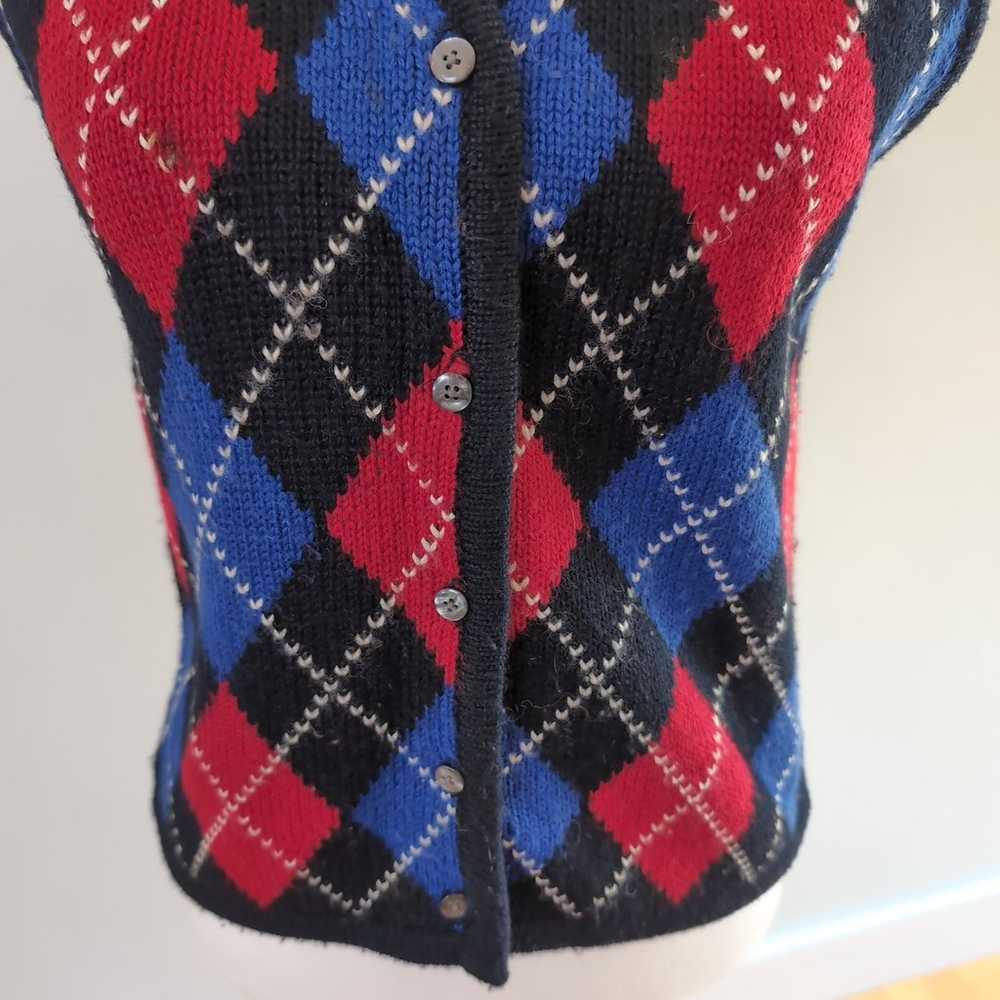 Limited Vintage Argyle Print Wool Blend Sweater V… - image 3