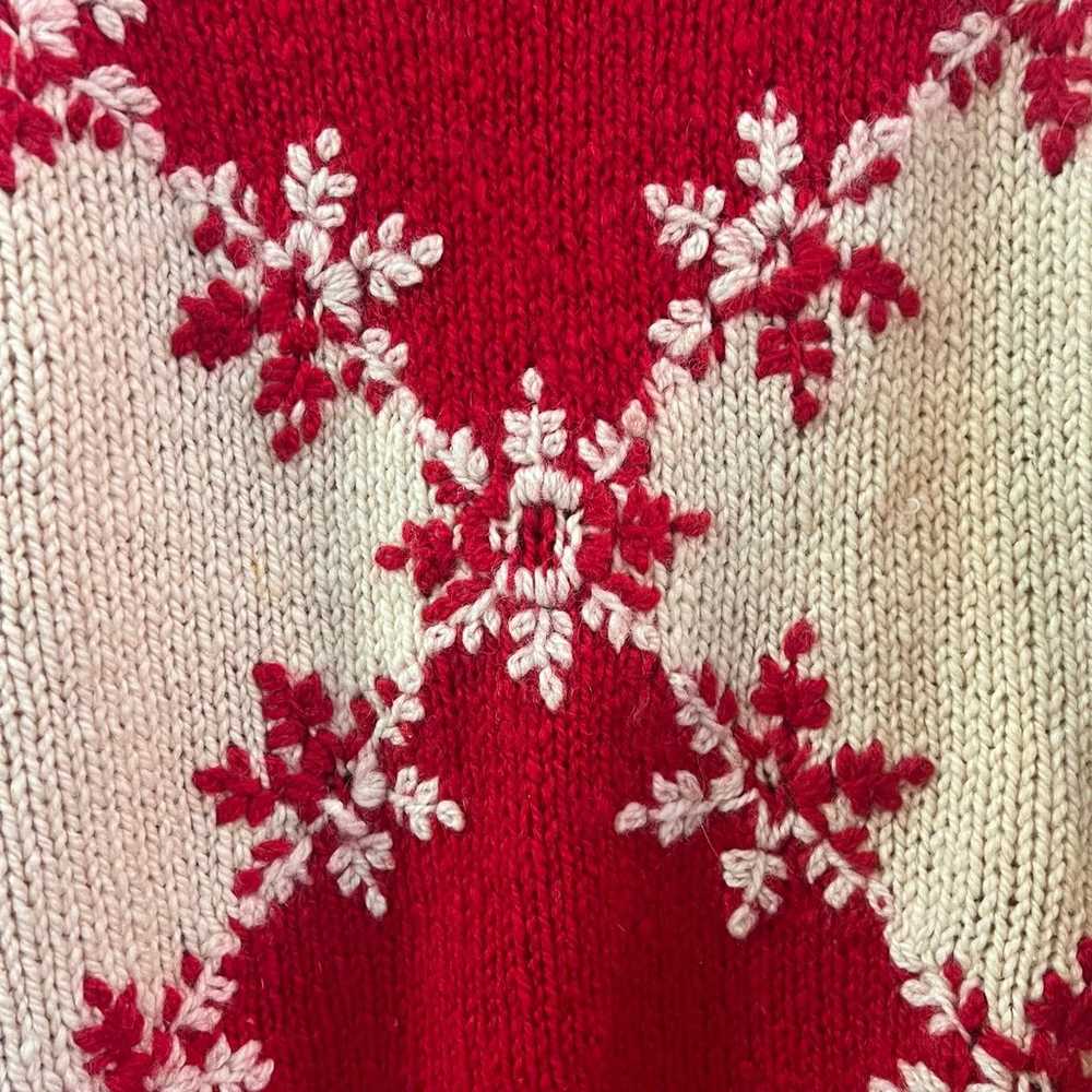 Vintage Express red ivory snowflake wool sweater - image 2